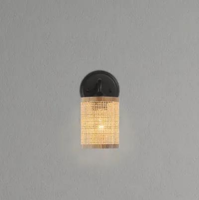 Reef Single Lights Wall Sconce With Natural Rattan Shade Rustic Wicker Wall Light