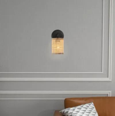 Reef Single Lights Wall Sconce With Natural Rattan Shade Rustic Wicker Wall Light