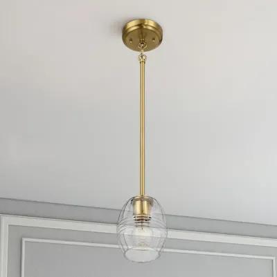 Vista Single Pendant Chain Hanging Light with Clear Glass - Satin Brass