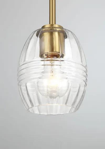 Vista Single Pendant Chain Hanging Light with Clear Glass - Satin Brass