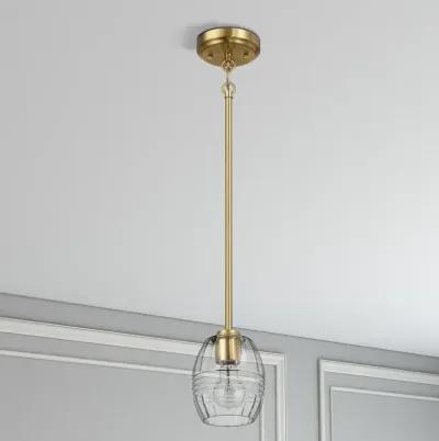 Vista Single Pendant Chain Hanging Light with Clear Glass - Satin Brass