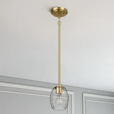 Vista Single Pendant Chain Hanging Light with Clear Glass - Satin Brass