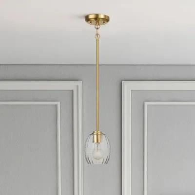 Vista Single Pendant Chain Hanging Light with Clear Glass - Satin Brass