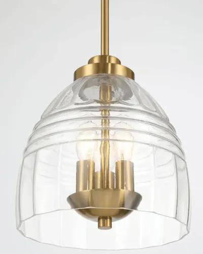 Ember Three Candle Lights Chain Pendant With Clear Glass - Satin Brass