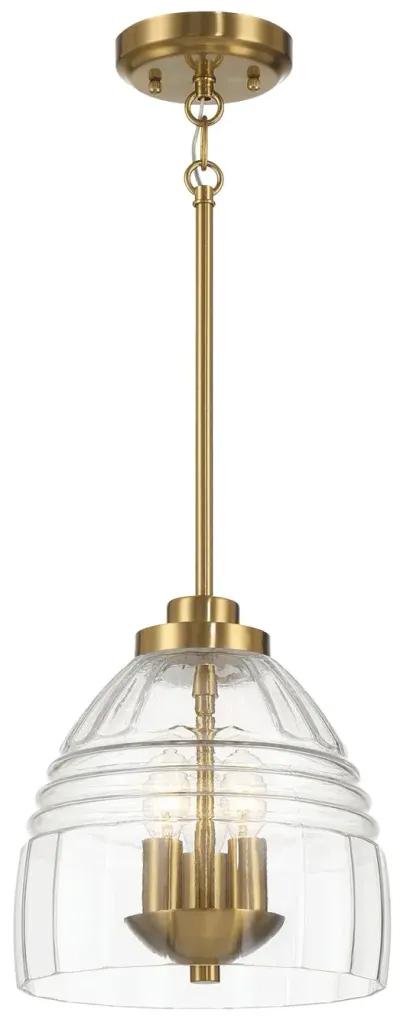 Ember Three Candle Lights Chain Pendant With Clear Glass - Satin Brass