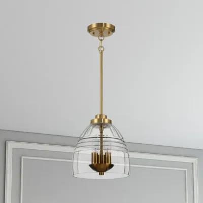 Ember Three Candle Lights Chain Pendant With Clear Glass - Satin Brass