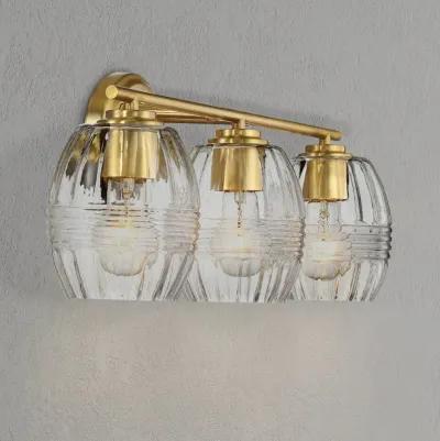 Luster Three Lights Vanity With Clear Glass for Bathrooms above Mirror  Wall Lamp - Satin Brass