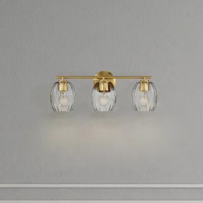 Luster Three Lights Vanity With Clear Glass for Bathrooms above Mirror  Wall Lamp - Satin Brass