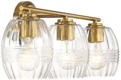 Luster Three Lights Vanity With Clear Glass for Bathrooms above Mirror  Wall Lamp - Satin Brass