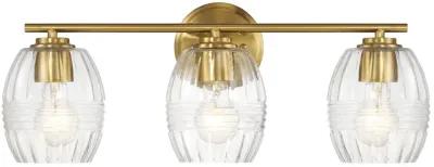 Luster Three Lights Vanity With Clear Glass for Bathrooms above Mirror  Wall Lamp - Satin Brass