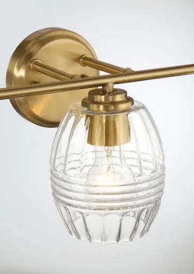 Luster Three Lights Vanity With Clear Glass for Bathrooms above Mirror  Wall Lamp - Satin Brass