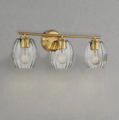 Luster Three Lights Vanity With Clear Glass for Bathrooms above Mirror  Wall Lamp - Satin Brass