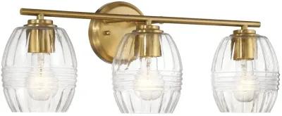 Luster Three Lights Vanity With Clear Glass for Bathrooms above Mirror  Wall Lamp - Satin Brass