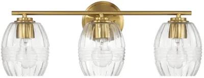 Luster Three Lights Vanity With Clear Glass for Bathrooms above Mirror  Wall Lamp - Satin Brass