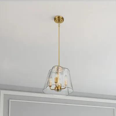 Soiree Four Candle Lights Pendant With Clear Glass - Satin Brass