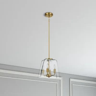 Soiree Four Candle Lights Pendant With Clear Glass - Satin Brass