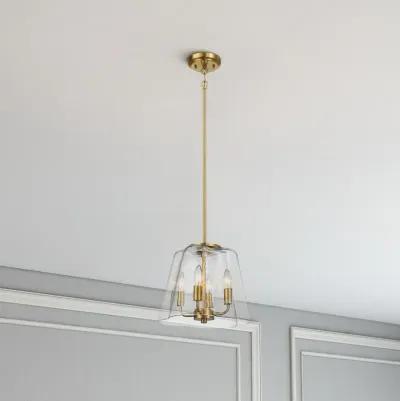 Soiree Four Candle Lights Pendant With Clear Glass - Satin Brass