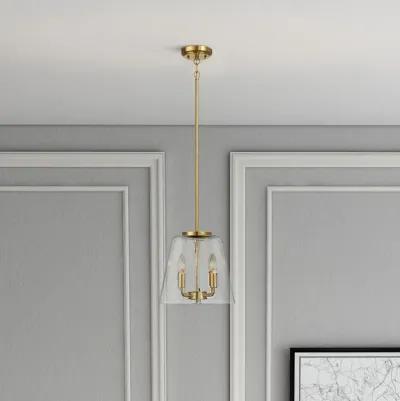 Soiree Four Candle Lights Pendant With Clear Glass - Satin Brass