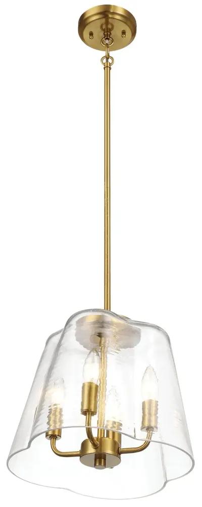 Soiree Four Candle Lights Pendant With Clear Glass - Satin Brass