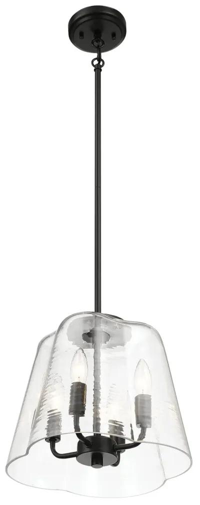 Soiree Four Candle Lights Pendant With Clear Glass - Black Finish