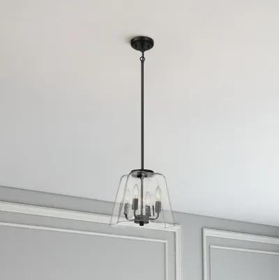 Soiree Four Candle Lights Pendant With Clear Glass - Black Finish