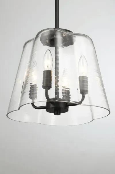 Soiree Four Candle Lights Pendant With Clear Glass - Black Finish