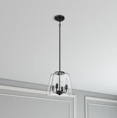 Soiree Four Candle Lights Pendant With Clear Glass - Black Finish