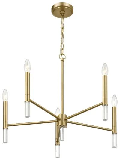 Courtyard Five Light Golden Brass Candle Light Chandelier 24"W × 17.75"H