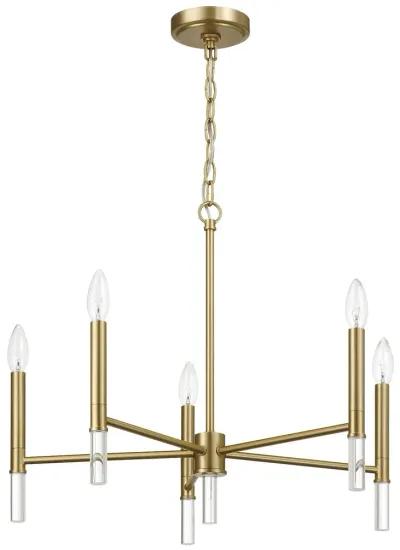 Courtyard Five Light Golden Brass Candle Light Chandelier 24"W × 17.75"H