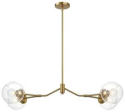 Jewel Four Lights Modern Farmhouse Chandelier Ceiling Hanging Light Fixture For Kitchen Island Dining Room 36"L × 20"W × 7.25"H with Clear Glass