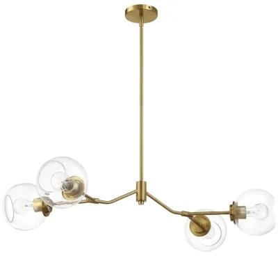 Jewel Four Lights Modern Farmhouse Chandelier Ceiling Hanging Light Fixture For Kitchen Island Dining Room 36"L × 20"W × 7.25"H with Clear Glass