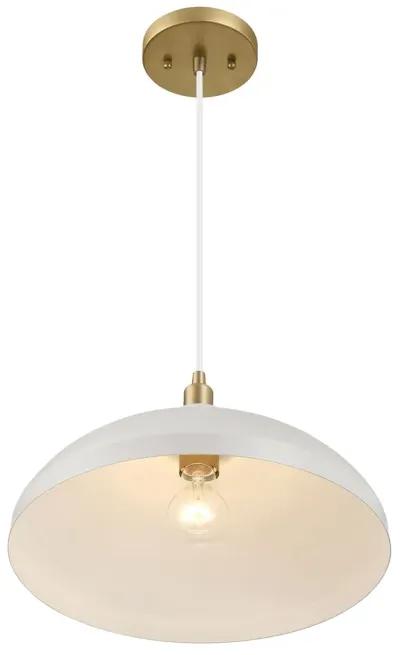 Astral Single Light White Pendant Lamp with Golder Brass Finish for Entrance Kitchen Island 14"D × 8"H