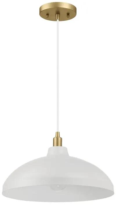 Astral Single Light White Pendant Lamp with Golder Brass Finish for Entrance Kitchen Island 14"D × 8"H