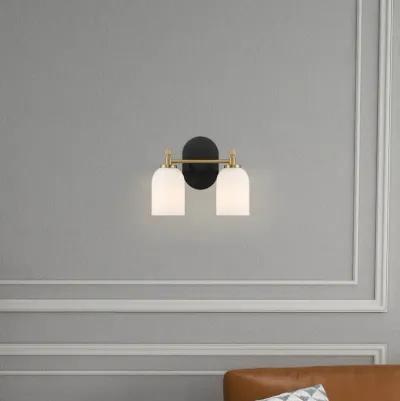 Vortex Two Lights Vanity in Traditional Style for Over Bathroom Mirror Wall Sconce 12.25"W × 10.125"H × 5.5"E With White Frosted Glass