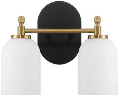 Vortex Two Lights Vanity in Traditional Style for Over Bathroom Mirror Wall Sconce 12.25"W × 10.125"H × 5.5"E With White Frosted Glass