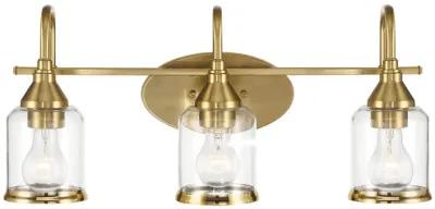 Twilight Three Lights Brushed Gold Contemporary Vanity Light 22"W × 10"H × 7.48"E with Clear Glass