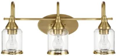 Twilight Three Lights Brushed Gold Contemporary Vanity Light 22"W × 10"H × 7.48"E with Clear Glass