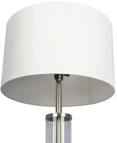 Nimbus Brushed Nickel Floor Lamp with 3-Way Rotary Switch Clear Glass Body  Metal Base