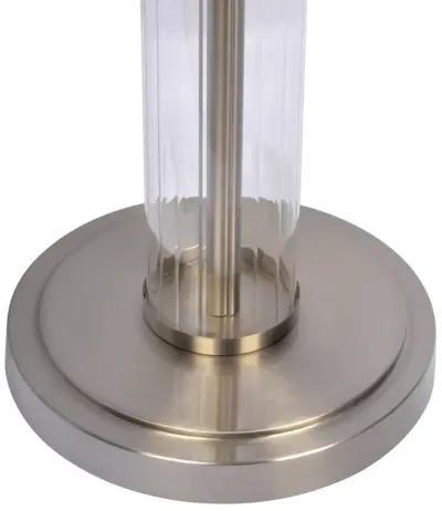 Nimbus Brushed Nickel Floor Lamp with 3-Way Rotary Switch Clear Glass Body  Metal Base