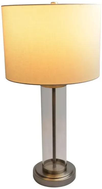 Luna Brushed Nickel Table Lamp with On/Off Switch Clear Glass Body  Metal Base