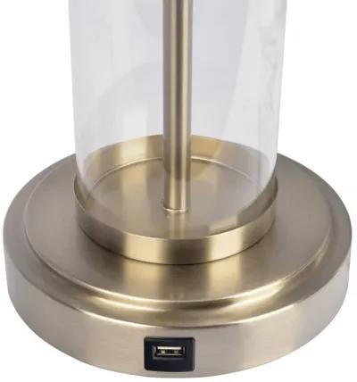 Luna Brushed Nickel Table Lamp with On/Off Switch Clear Glass Body  Metal Base