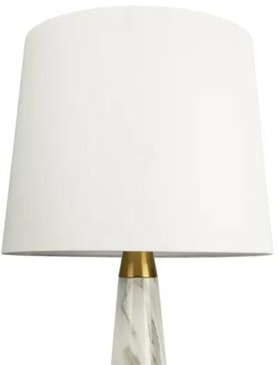 Enclave Hydro Black Table Lamp with On/Off Switch Faux Marble Base Fabric Shade