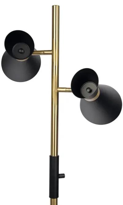 Axis Brassed Gold Floor Lamp with 4-Way Switch Double Spots with Metal Base