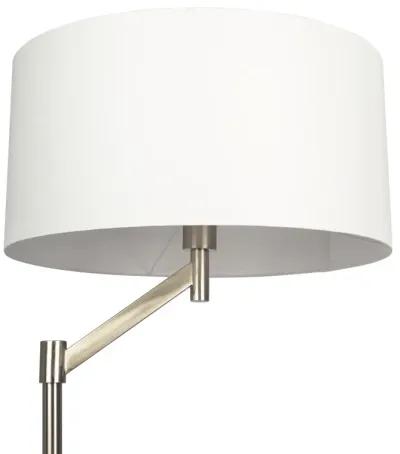 Serene Brushed Nickel Floor Lamp with Rotary Switch Metal Base White Linen Shade