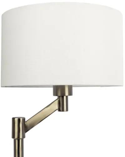 Horizon Brushed Nickel Table Lamp with On/Off Switch Metal Base Linen Shade