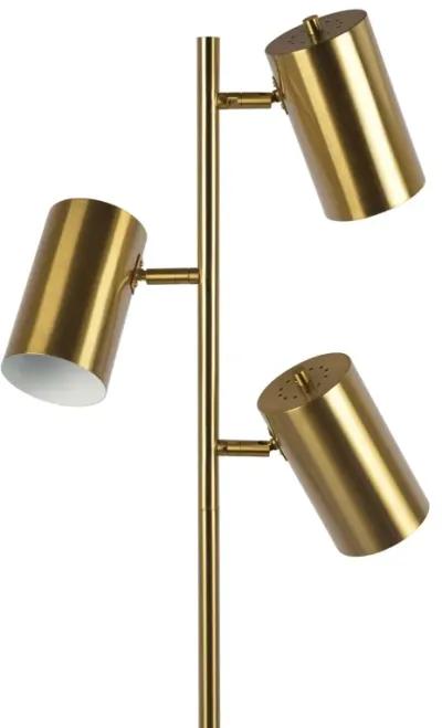 Harmony Brassed Gold Floor Lamp with Rotary Switch Triple Spots Metal Block Base