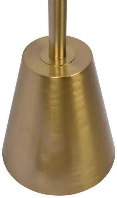 Lumina Brassed Gold Floor Lamp with Rotary Switch Triple Spots Metal Cone Base