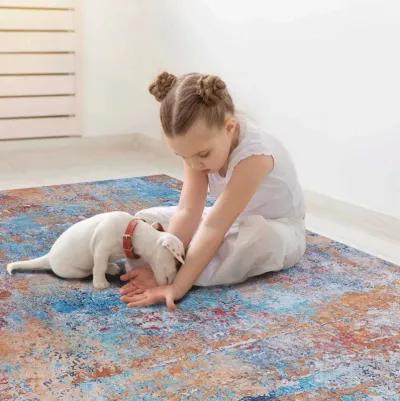 Layla 5' x 8' Multi Color Machine Washable Low-Pile, Non-Slip, Non-Shedding, Foldable, Kid & Pet Friendly Area Rug