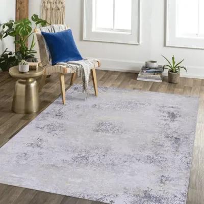 Layla 3' x 5' Gray/Gold Machine Washable Low-Pile, Non-Slip, Non-Shedding, Foldable, Kid & Pet Friendly Area Rug