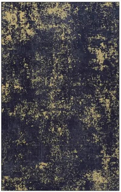 Layla 2'6'' x 10' Black/Gold Machine Washable Low-Pile, Non-Slip, Non-Shedding, Foldable, Kid & Pet Friendly Area Rug